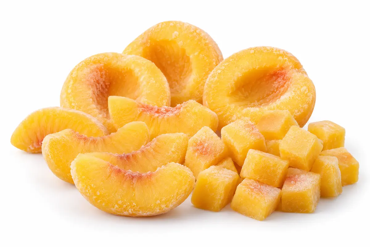 IQF frozen peach slices and cubes